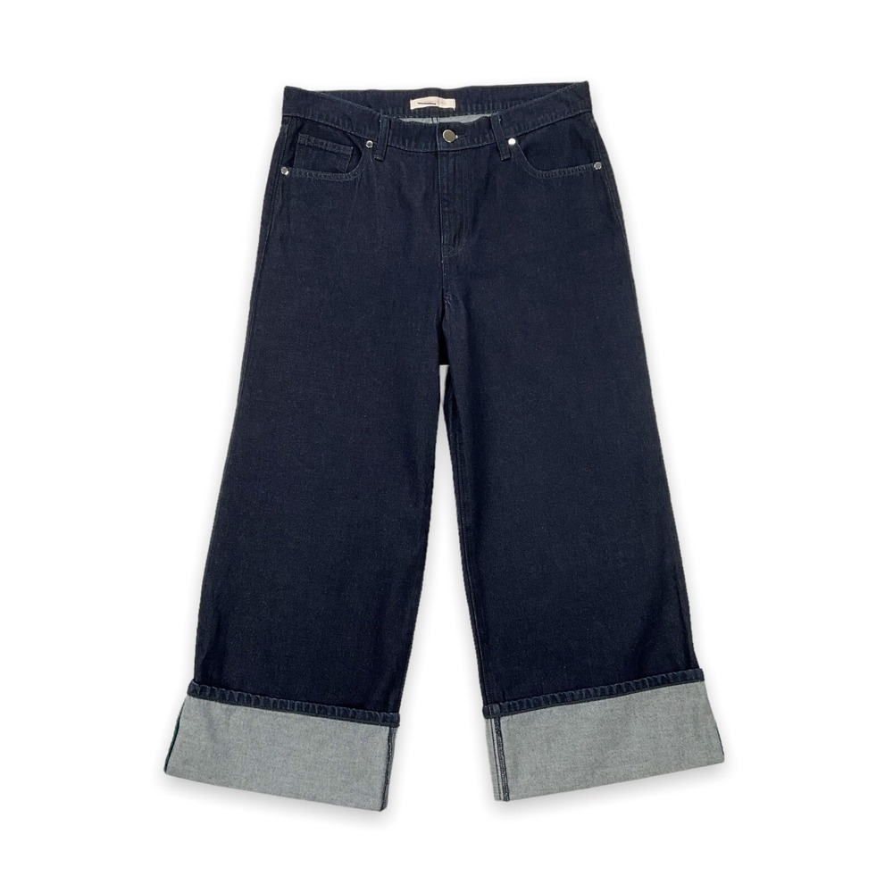 BCBG Jeans Womens 30 (ACTUAL 33x24.5) Blue Crop Cuffed Dark Denim NWOT